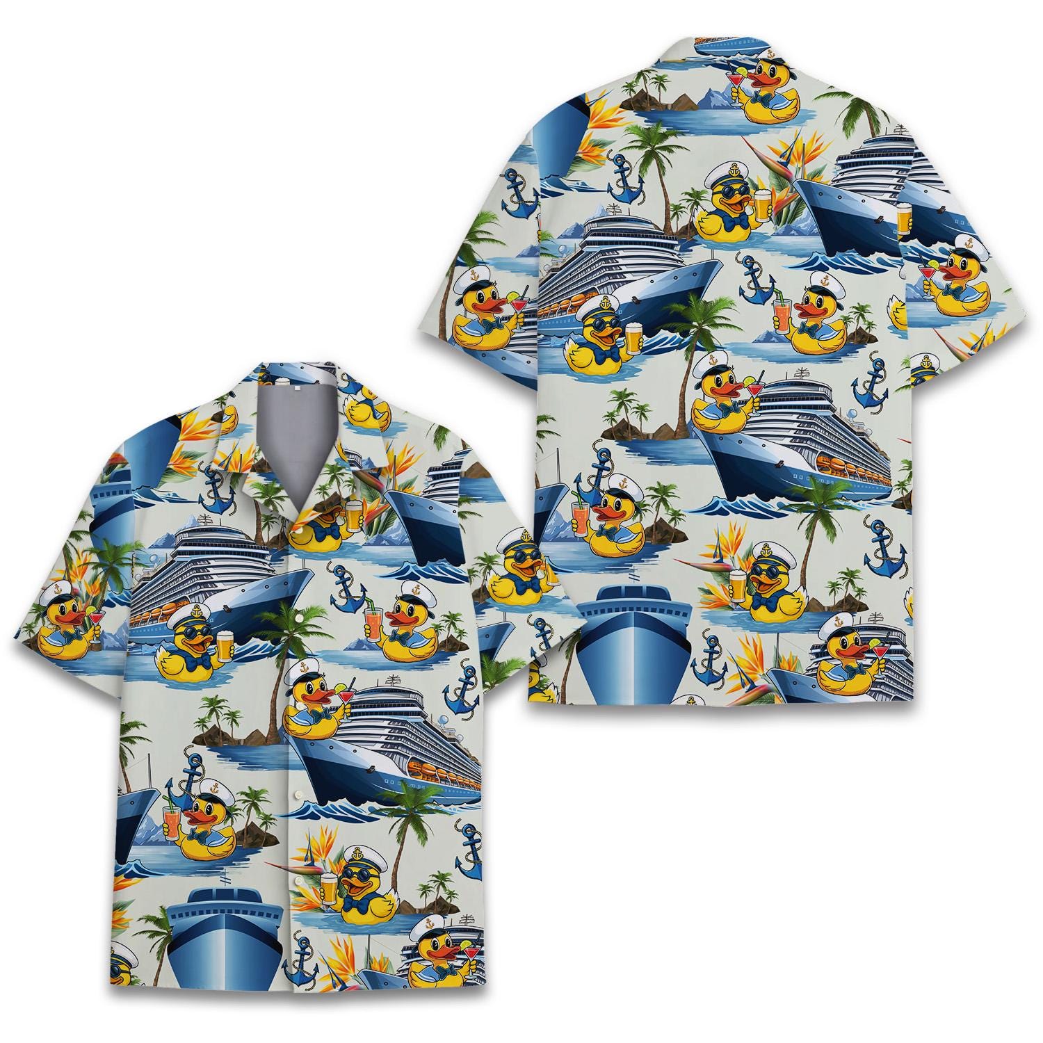 Discover Funny Cruise Rubber Duck Hawaiian, Tropical Beach Vacation Shirt