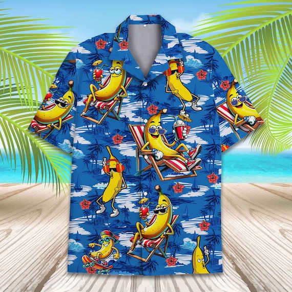 Funny Banana Hawaiian Shirt for Men Women Youth, Tropical Banana