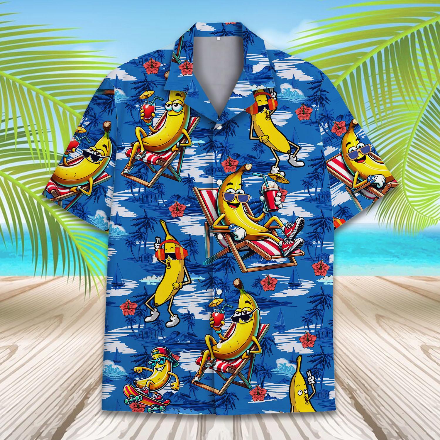 Funny Banana Hawaiian Shirt for Men Women Youth, Tropical Banana