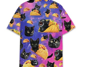 Cat and Taco Hawaiian Shirt Men Women Youth, Fun Colorful Shirt