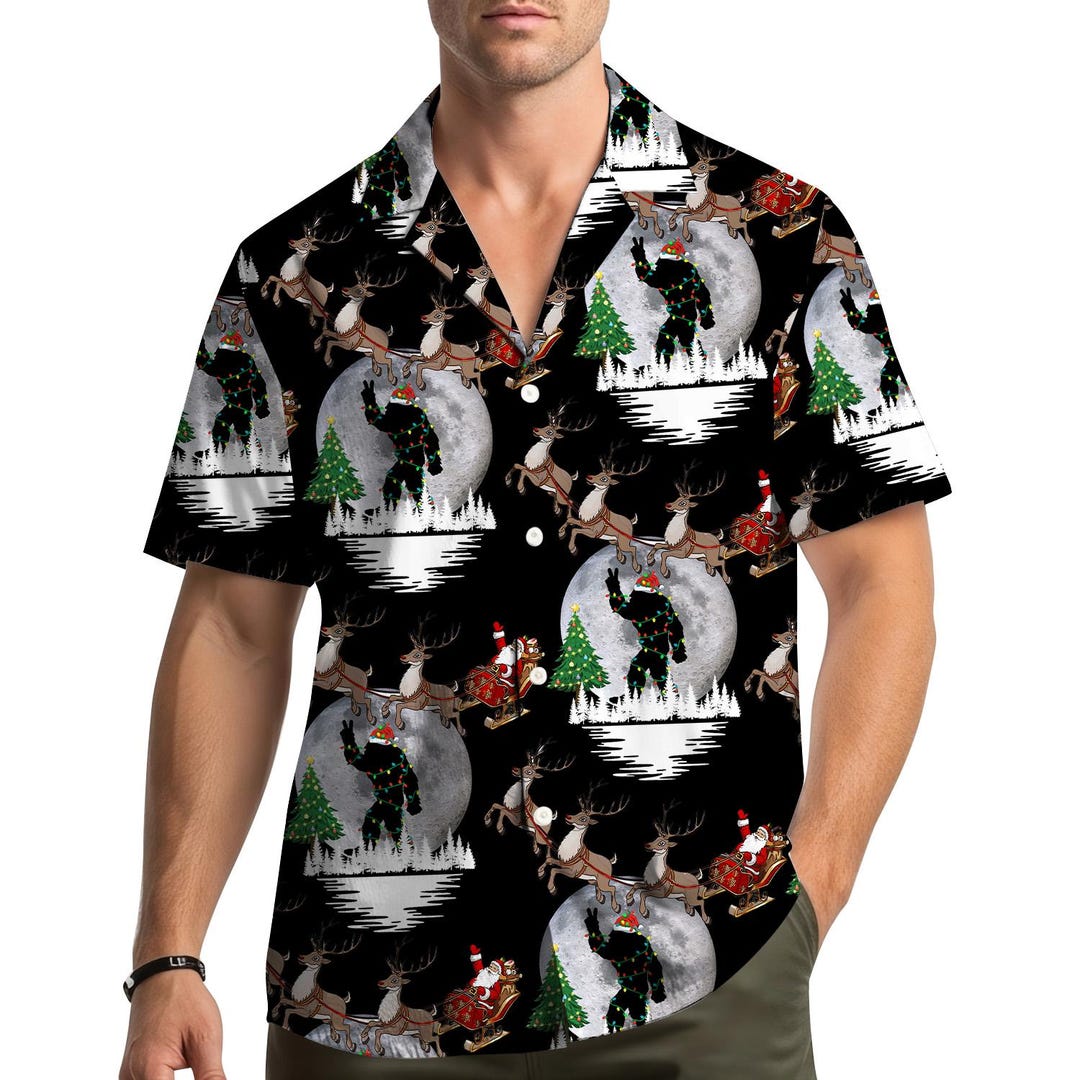 Christmas Hawaiian Shirt Men's Christmas Santa Claus Hawaiian Shirt - Vintage Holiday Button Down For Parties & Vacation Hawaiian Shirts Women