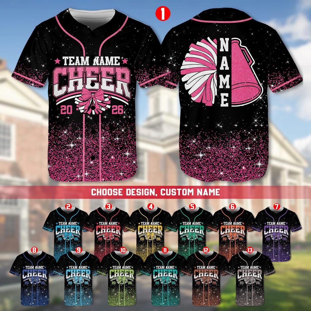 Custom Cheerleading Baseball Jersey, Sparkle Glitter Team Uniform ...