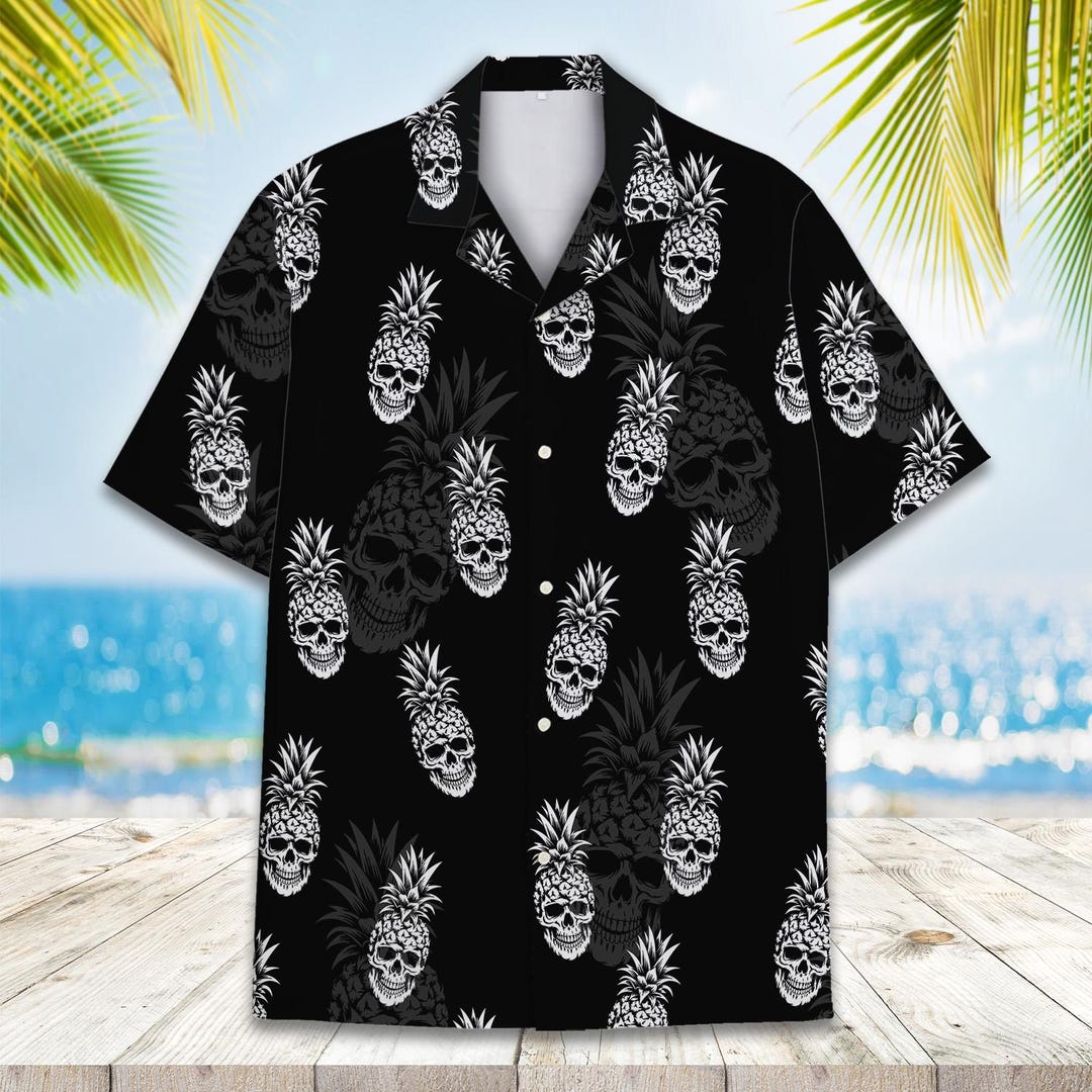 Skull Pineapple Hawaiian Shirt Men Women Youth, Tropical Summer
