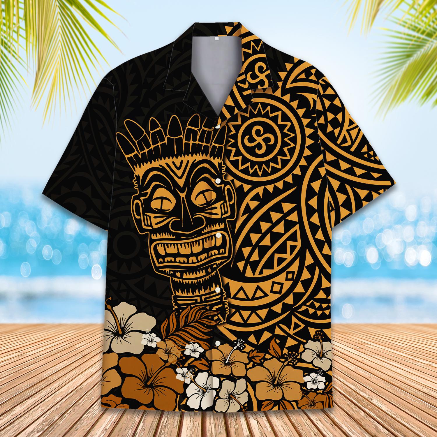 Tiki Tribal Hawaiian Shirt Men Women Youth, Polynesian Luau Party