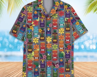 Floral Tiki Hawaiian Shirt for Men Women Youth, Tropical Tiki and