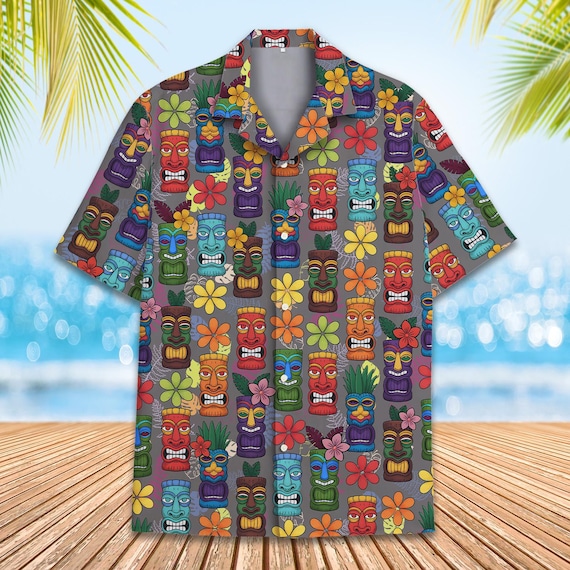 Floral Tiki Hawaiian Shirt for Men Women Youth, Tropical Tiki and  display picture 1
