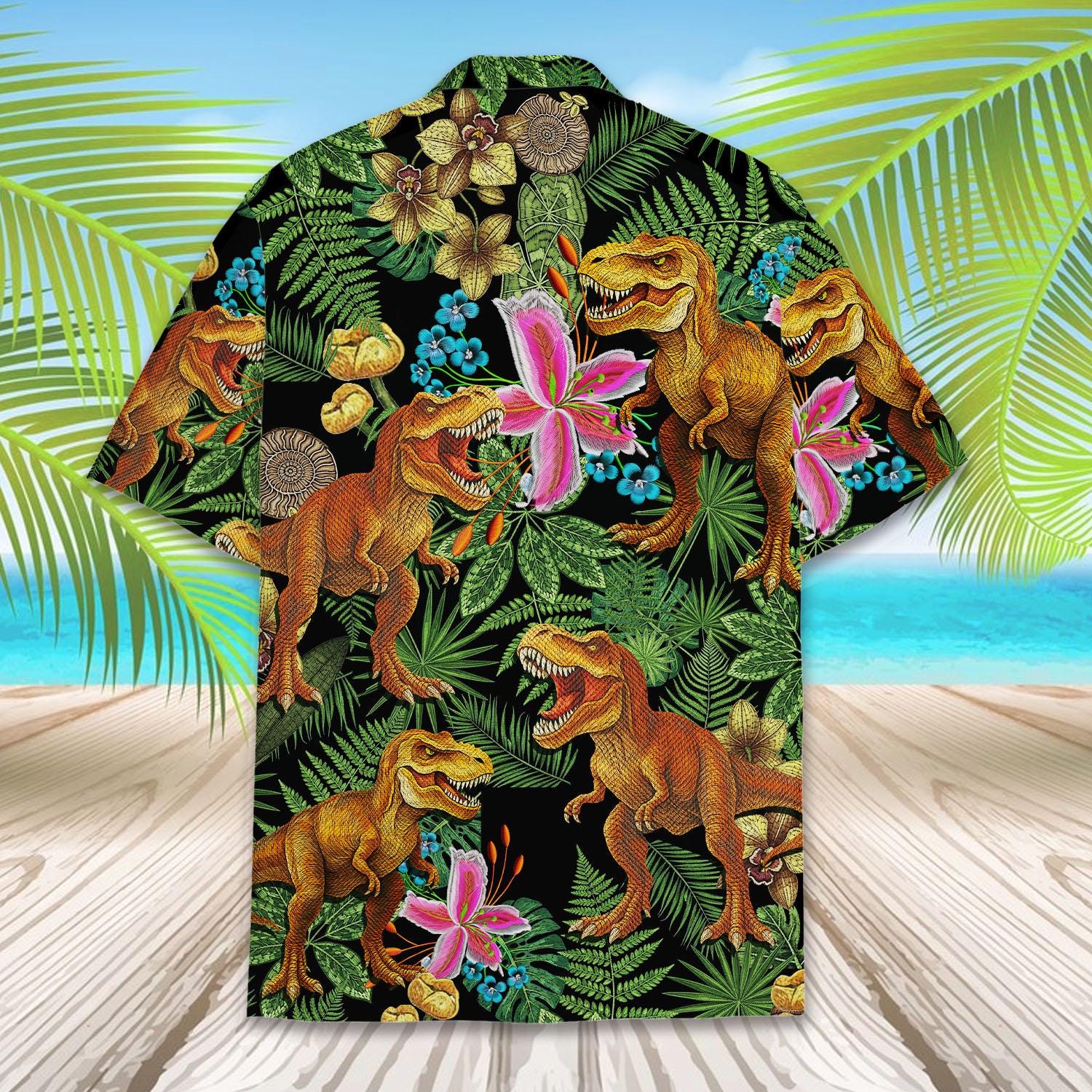 Funny T-rex Dinosaur Hawaiian Shirt Men Women Youth, Tropical