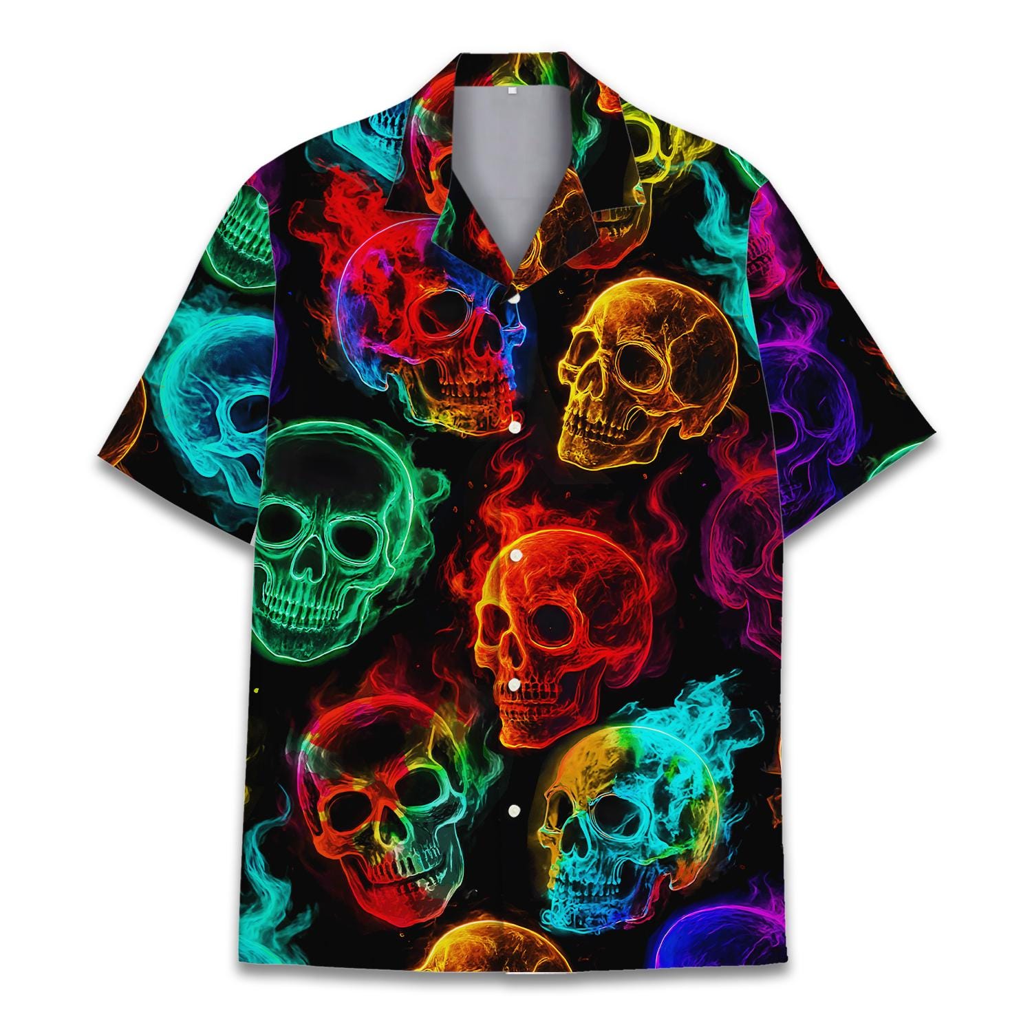 Vibrant Skull Hawaiian Shirts for Men Women, Skull Hawaiian Shirt