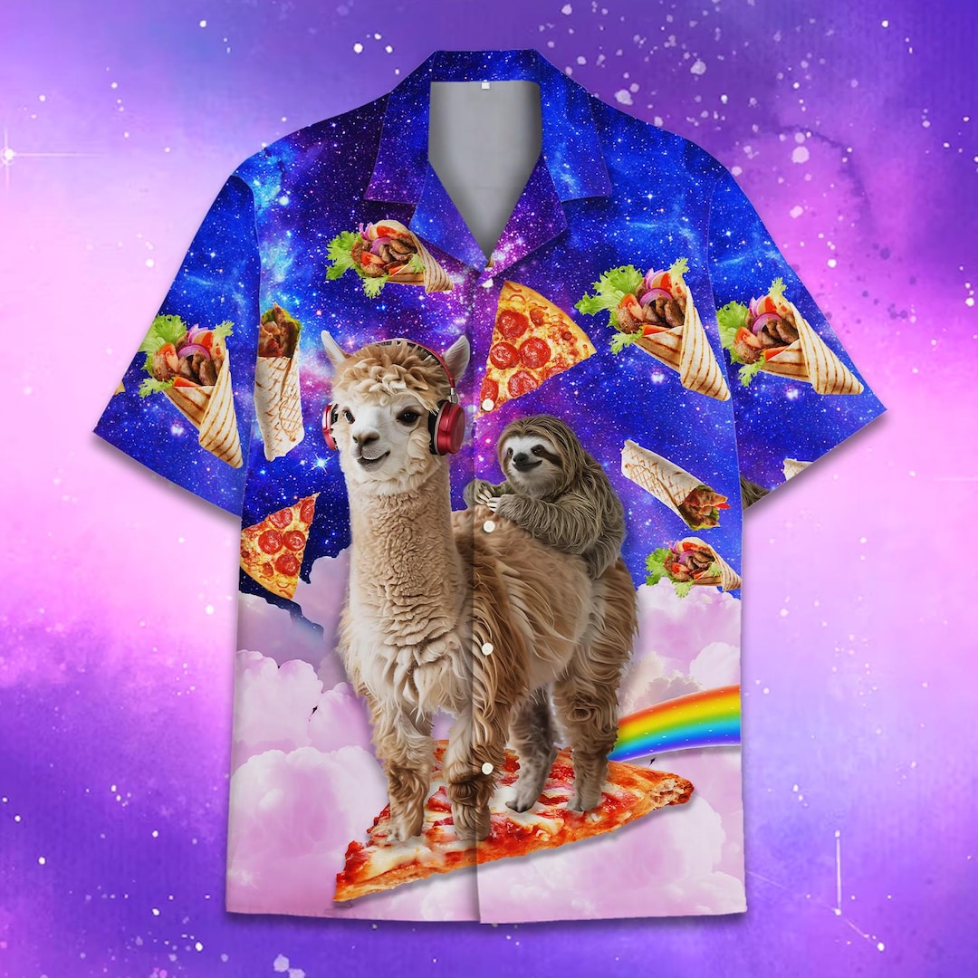 Funny Galaxy Alpaca Hawaiian Shirt for Men Women Youth, Sloth
