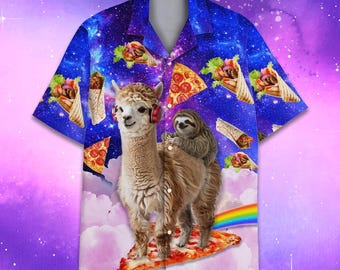 Funny Galaxy Alpaca Hawaiian Shirt for Men Women Youth, Sloth