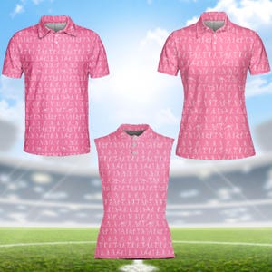 Polo de golf rosa para hombre y mujer, sin mangas, con estampado divertido, informal, ligero y con botones.