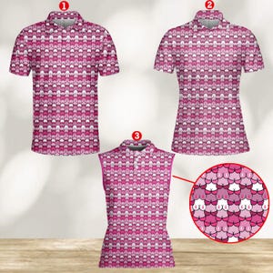 Polo de concientización sobre el cáncer de mama, camiseta de golf con estampado de pechos rosas para mujeres y hombres, camiseta de apoyo a luchadores, regalo divertido con lazo rosa.
