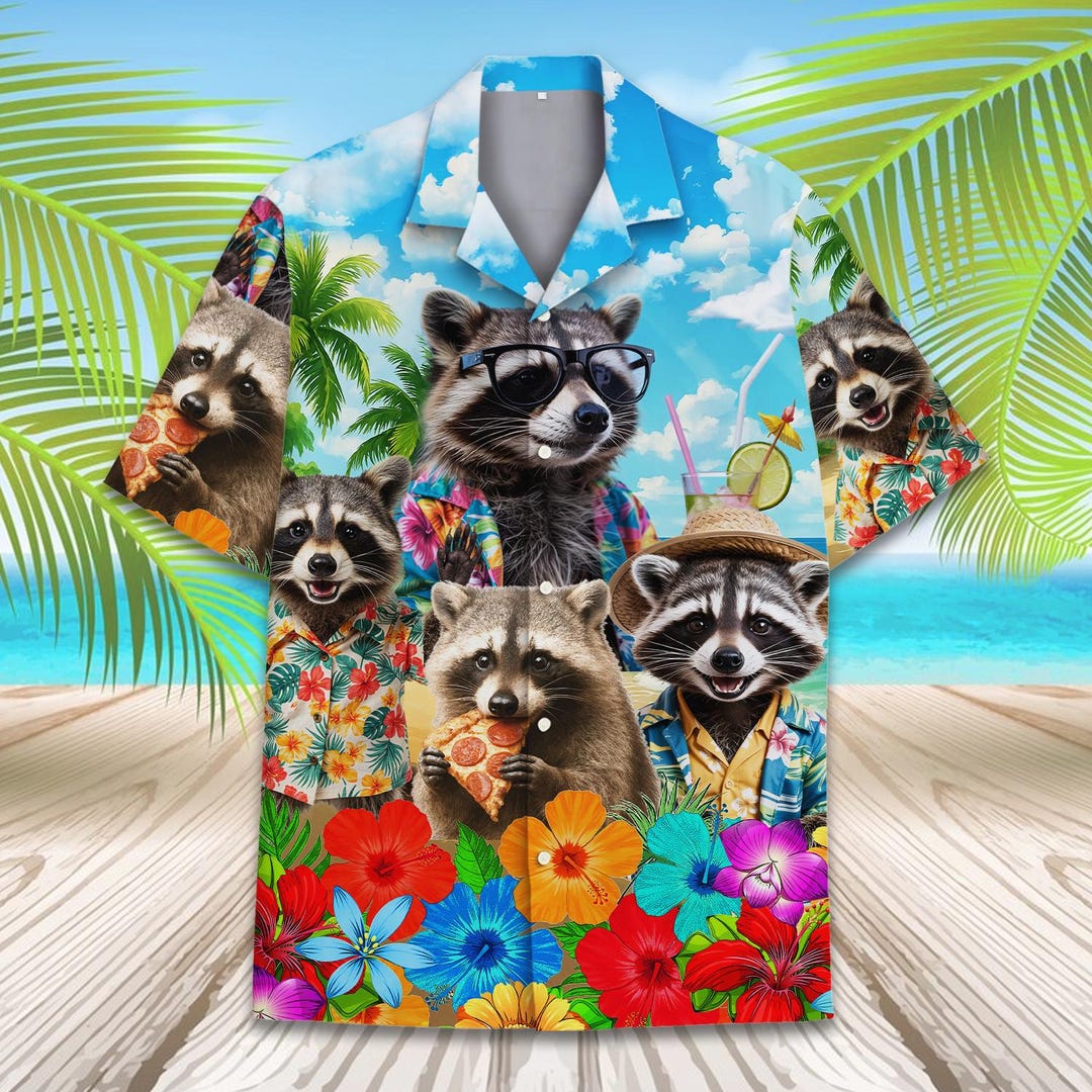 Fun & Funky Hawaiian Shirt – Cool Cat Riding Print For Men & Women, Tropical Summer Style