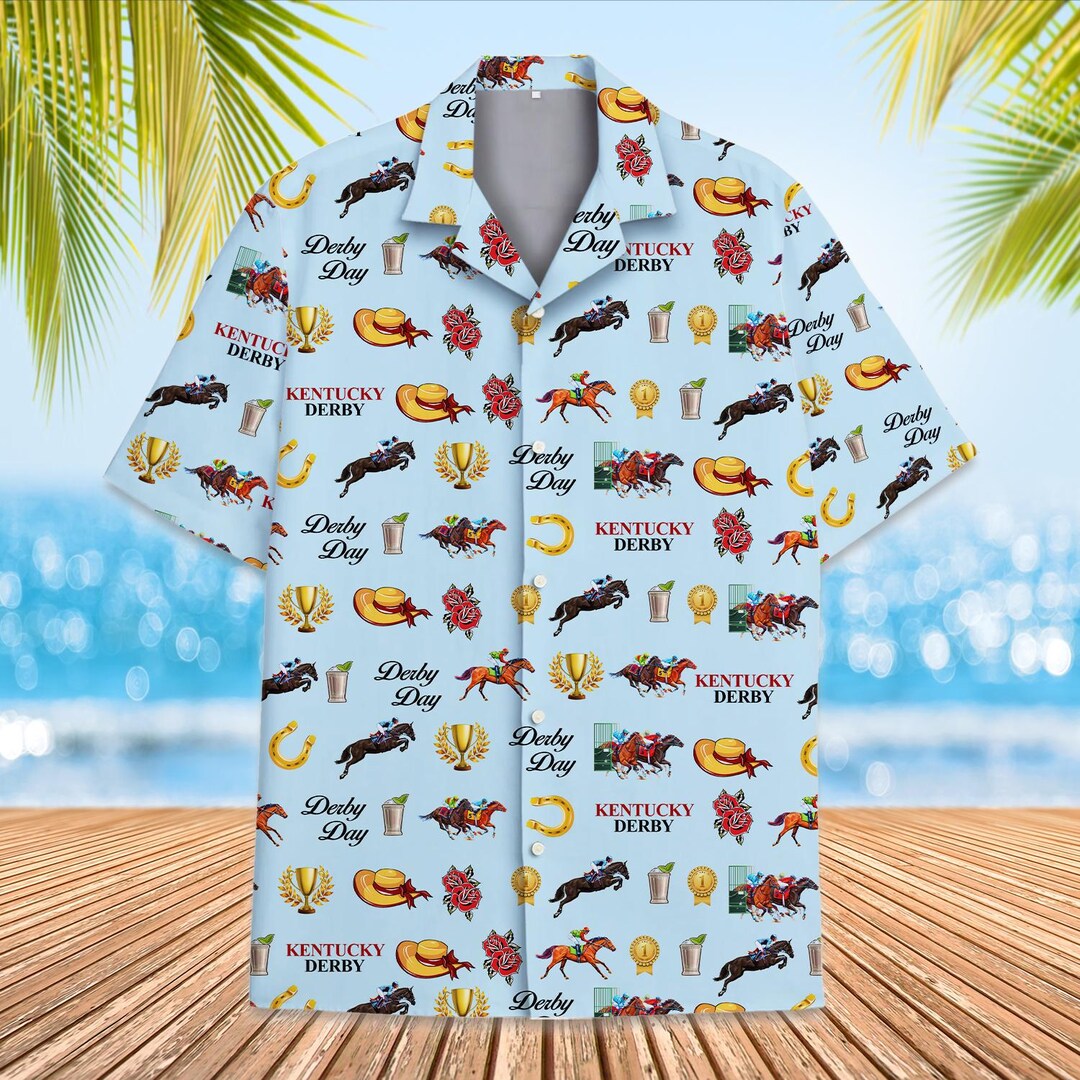 Visesunny Men's Casual Hawaiian Shirt – Short Sleeve Button-Up With Retro Horse Print, Quick Dry, Large, Multicolor