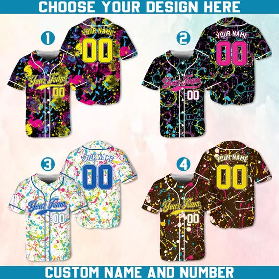 Custom Paint Splatter Baseball Jersey for Adult Kid Youth