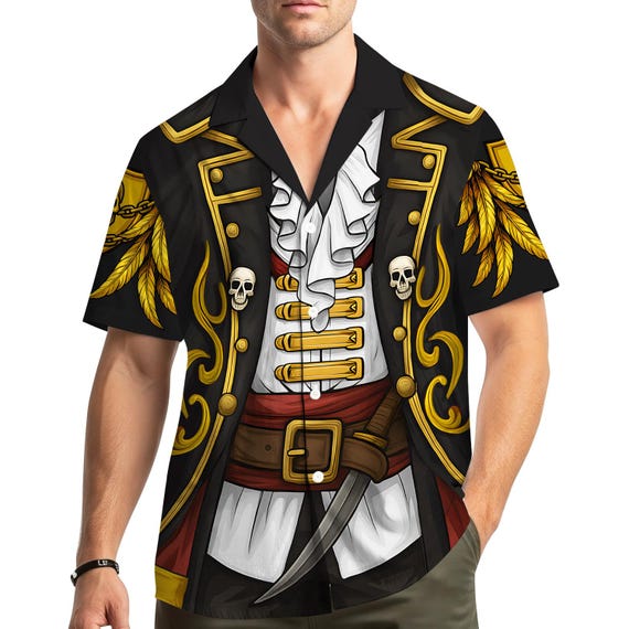 Funny Pirate Costume Hawaiian Shirt for Men Women Youth, Captain