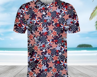 Polo con bandera estadounidense patriótica para hombre y mujer, camiseta de golf del 4 de julio, atuendo para el Día de la Independencia de EE. UU., regalo de verano.