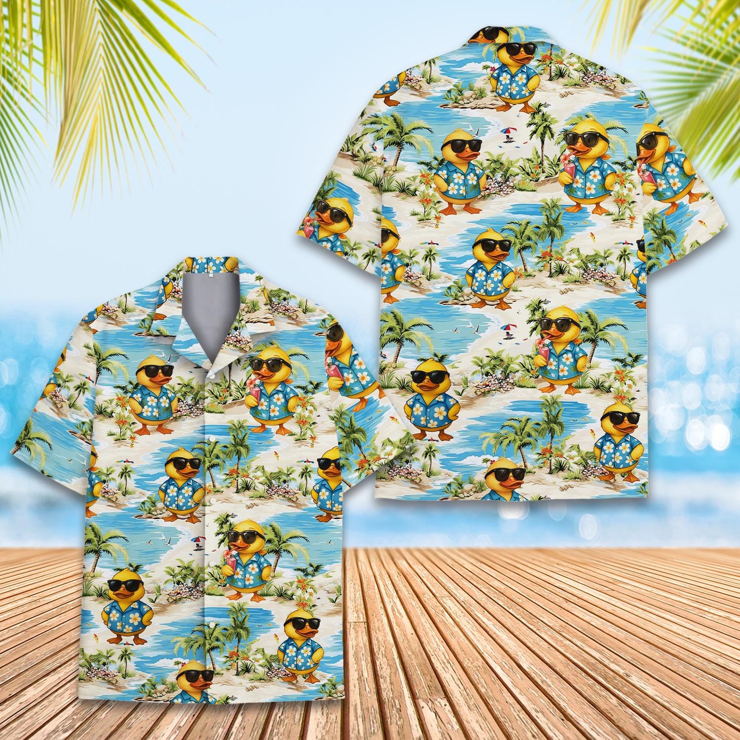 Discover Tropical Duck Hawaiian Shirt, Rubber Duck Aloha Hawaiian, Gift for Animal Lovers