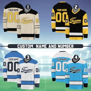 Customizable Hockey Jersey with Team Name & Number, Personalization Hockey Jersey Uniform for Teams, Ice Hockey Fans and Enthusiasts