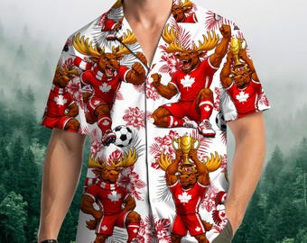 Canada Moose Soccer Hawaiian Shirt for Men Women Youth, Canadian Team Pride, Football Summer Celebration, Perfect Gift for Soccer Fans