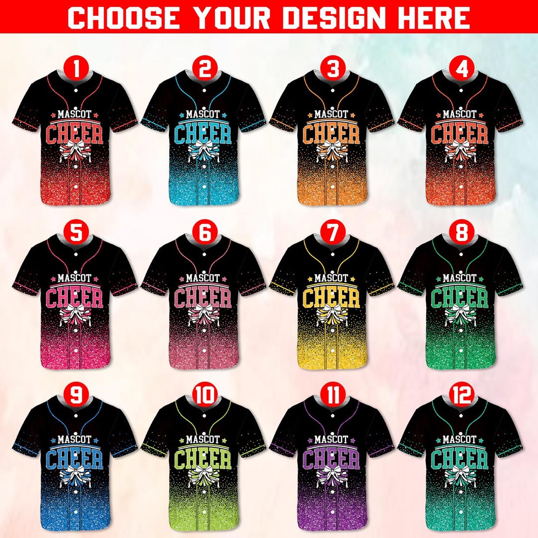 Custom Mascot Cheer Baseball Jersey, Sparkle Glitter Team Uniform ...