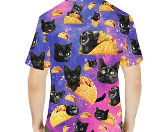 Cat and Taco Hawaiian Shirt Men Women Youth, Fun Colorful Shirt