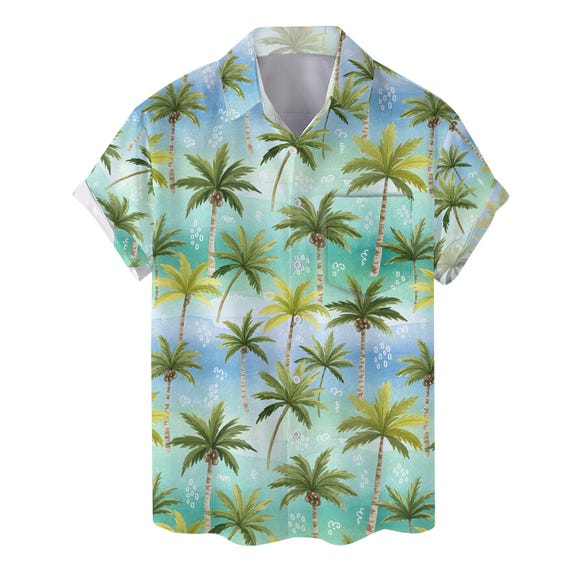 Palm Tree Hawaiian Shirt for Men Women, Vintage Tropical Aloha