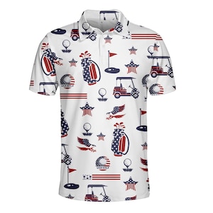 Patriotic USA Golf Polo Shirt For Men Women, American Flag Golf Shirt, 4th of July Golf Polo, Independence Day Outfit, Polo Gifts Shirt