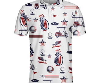 Polo de golf patriótico de EE. UU. para hombre y mujer, con bandera estadounidense, para el 4 de julio, atuendo del Día de la Independencia, ideal como regalo.