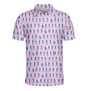 Polo de golf rosa divertido para hombre y mujer, polo con estampado de golfista femenina, camiseta de golf novedosa, ropa de golf ligera y llamativa para verano.