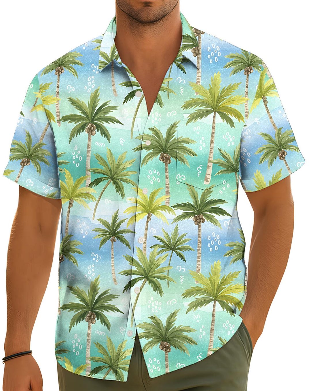 【schott】Hawaiian shirt palm tree Palm Tree Hawaiian Shirt for Men Women, Vintage Tropical Aloha