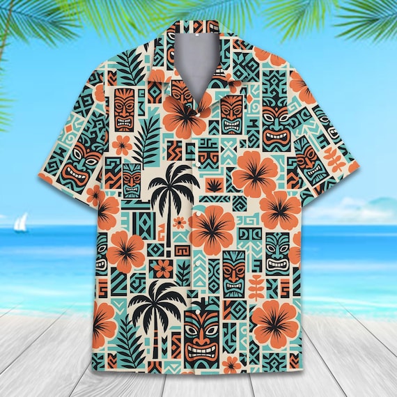 Retro Tiki Hawaiian Shirt for Men Women Youth, Vintage Tribal