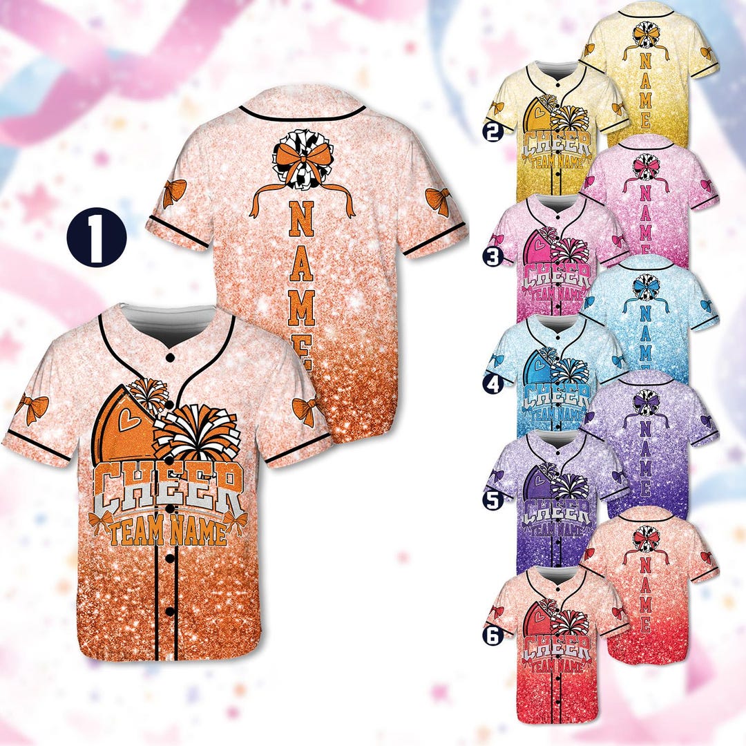 Custom Cheerleading Baseball Jersey, Sparkle Glitter Team Uniform ...