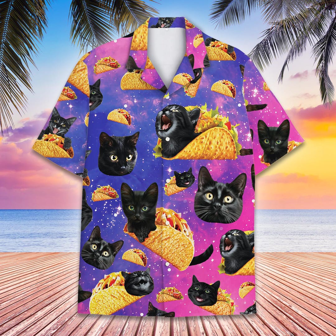  ITAKURA 4 シャツ Lサイズ Cat and Taco Hawaiian Shirt Men Women Youth, Fun Colorful Shirt