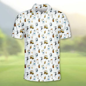 Zabawna koszulka polo z motywem szkieletu dla mężczyzn i kobiet, koszulka golfisty z czaszką, prezent golfowy na Halloween, upiorny golfowy wózek polo, koszulka miłośnika golfa