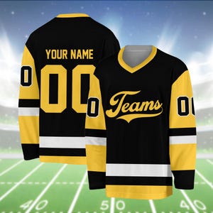 Customizable Hockey Jersey with Team Name & Number, Personalization Hockey Jersey Uniform for Teams, Ice Hockey Fans and Enthusiasts