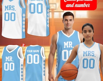 Custom Mr Mrs Basketball Jersey with Name Number, Couple Matching Basketball Jersey, Basketball Shirt for Couples