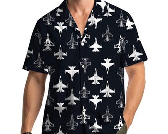 Flugzeug Hawaiihemd für Männer Frauen Jugend, Vintage Flugzeug Button Down Shirt, Luftfahrt Liebhaber Geschenk, Pilot Aloha Shirt, Urlaubs Outfit