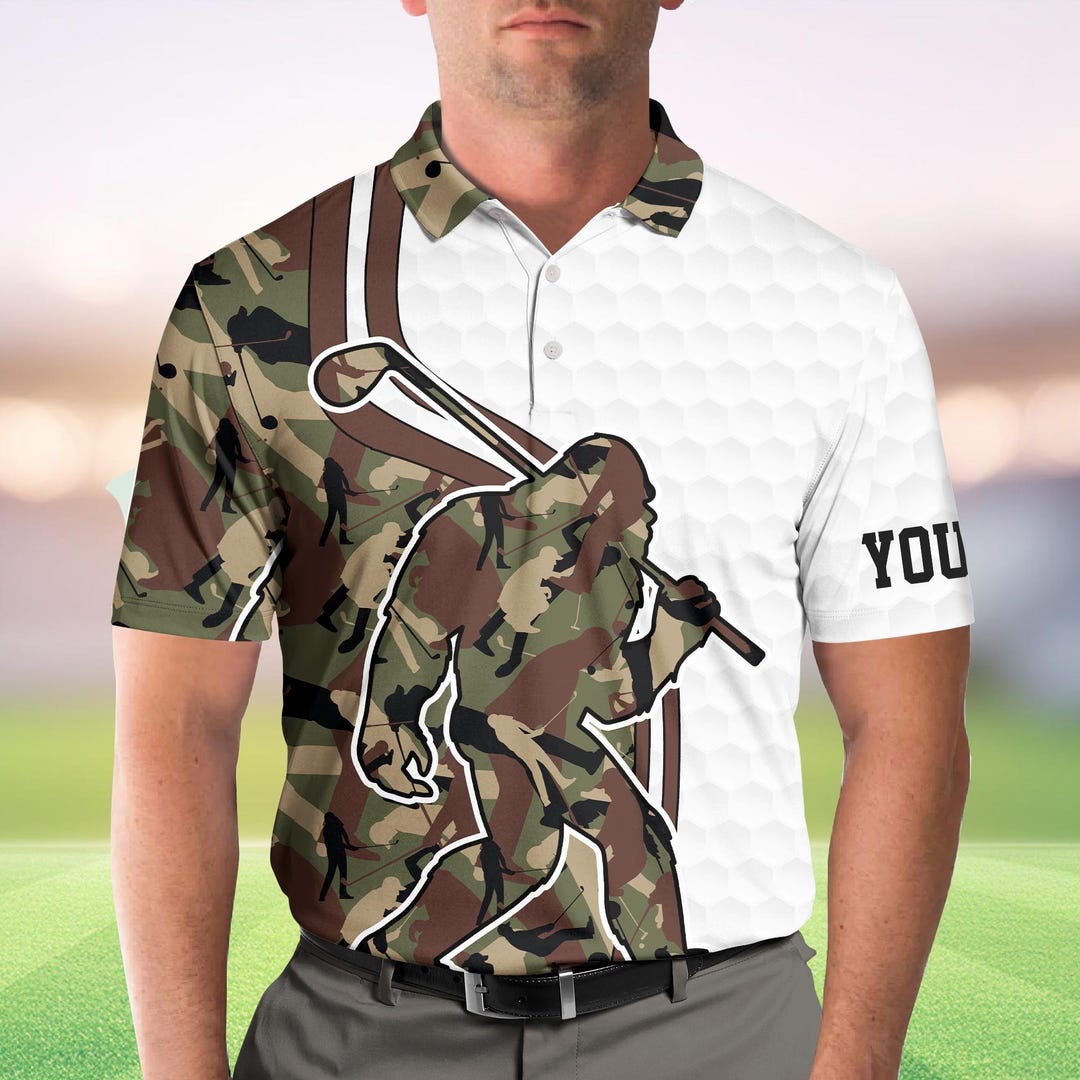 Funny bigfoot gray camo golf shirts womens sleeveless polo shirt lets par tee GY0156 main image 1
