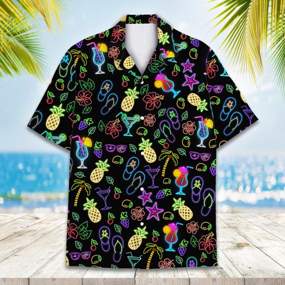 Camicia Hawaiana Cromoncent A Maniche Corte – Colore Viola Con Stampa Tropicale, Colletto Cubano, Per Uomo E Ragazzo, Taglia 3XL