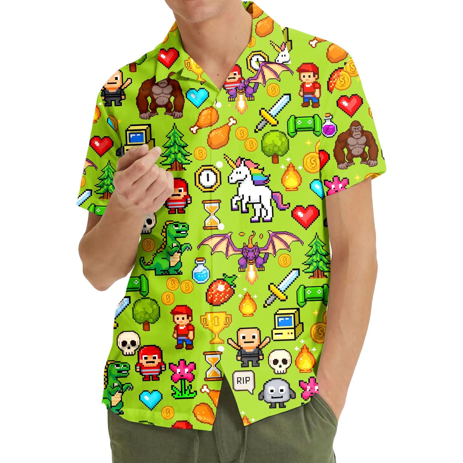 Camicia Hawaiana Da Uomo Con Stampa Di Auto Da Corsa – Maniche Corte, Leggera, In Poliestere, Taglie S-2XL