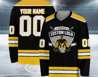 Customizable Hockey Jersey With Team Name & Number Logo