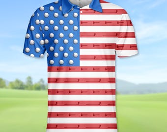 Polo 4 juillet pour homme et femme, chemise boutonnée USA patriotique drôle, chemise de golf à manches courtes Jour de l'Indépendance