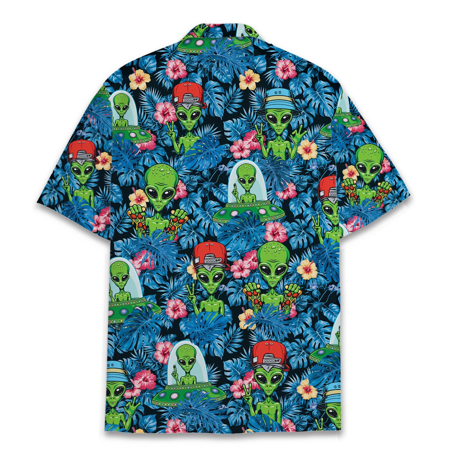 Alien UFO Hawaiian Shirt Men Women Youth, Funny Alien Aloha Shirt Short ...