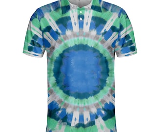 Polo tie-dye para hombre y mujer, camiseta de golf de verano de manga corta con botones, atuendo retro informal, regalo único para amantes del golf.