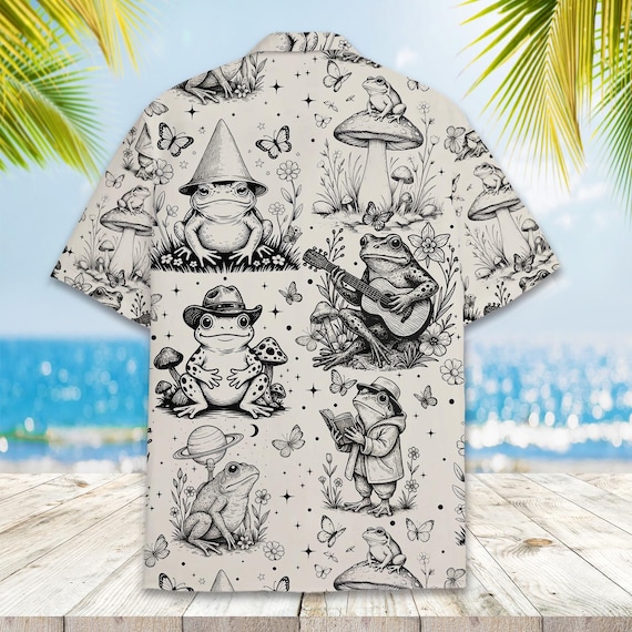 Vintage Frog Hawaiian Shirt for Men Women Youth, Cottagecore Toad