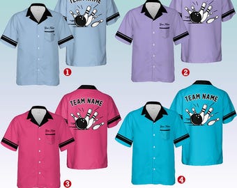 Personalized Retro Bowling Hawaiian Pocket Shirt for Men Women, Custom Name Bowling Shirt, Bowling Pocket Shirt, Vintage Bowling Team Name