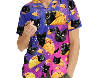 Cat and Taco Hawaiian Shirt Men Women Youth, Fun Colorful Shirt