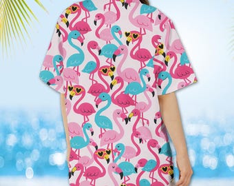 JOGAL Camicia hawaiana da uomo, casual, floreale, a maniche corte, Blu, L