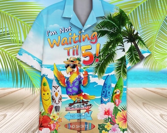 Camisa hawaiana con diseño de loro tropical para hombre, mujer y joven. Camisa de manga corta con botones, playera tropical, ideal para vacaciones de verano.